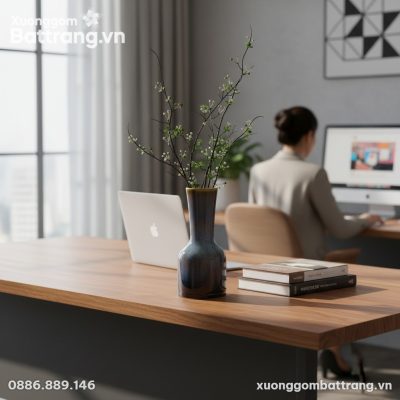 Lọ hoa men hỏa biến xanh tím cao 40cm đặt tinh ...