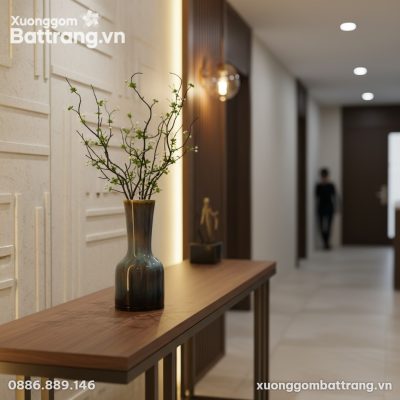 Lọ hoa men hỏa biến xanh tím cao 40cm làm điểm ...