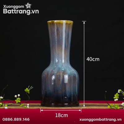 Kích thước Lọ hoa “dáng đầm” men hoả biến màu xanh tím XG-LH17