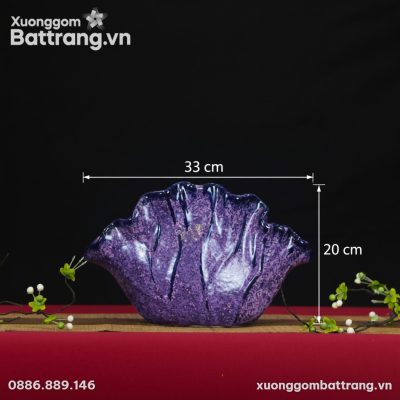 Kích thước Lọ hoa “dáng lá sen” men hoả biến màu tím XG-LH05