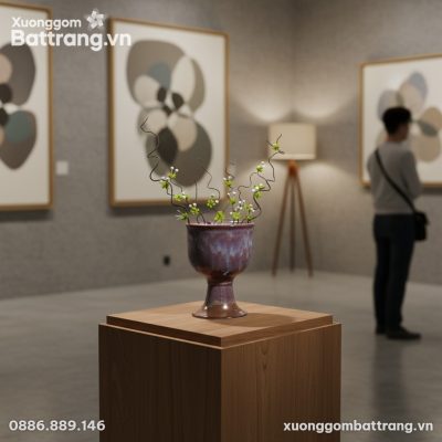 Lọ hoa gốm Bát Tràng men hỏa biến tím loang cao...