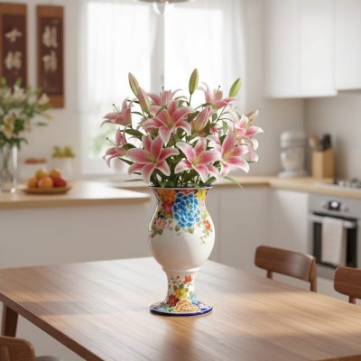 Lọ hoa gốm Bát Tràng dáng ly vẽ ngàn hoa đa sắc...