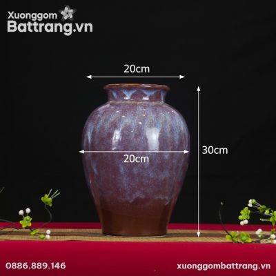 Kích thước Lọ hoa “dáng thạp” men hoả biến tím loang XG-LH15