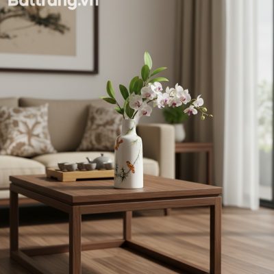 Lọ hoa gốm Bát Tràng vẽ chim trúc cao 31cm trên...