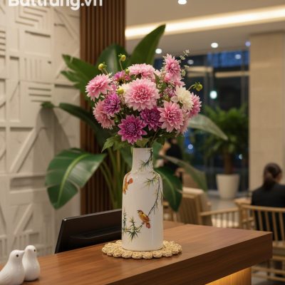 Quầy lễ tân khách sạn phong cách Việt hiện đại,...