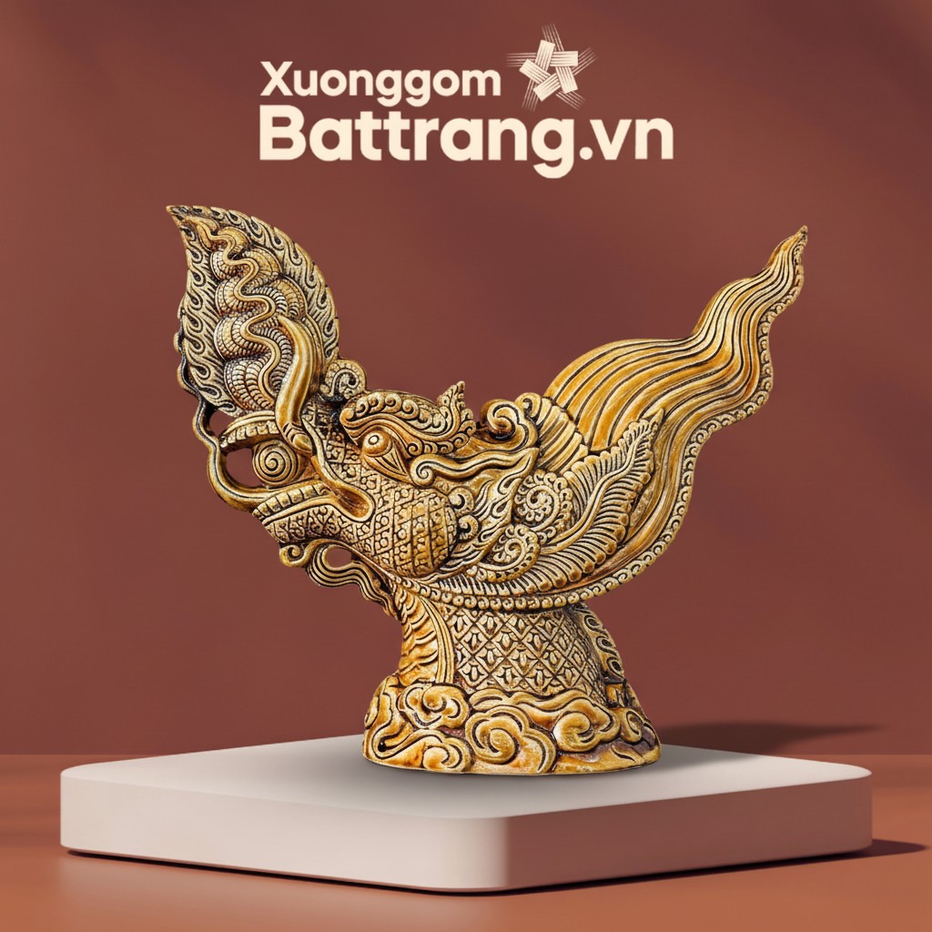 Tượng Đầu Rồng Thời Lý Men Hoàng Thổ Quà Tặng Tết XG-TG24