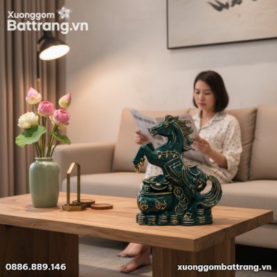 Một bức tượng ngựa men xanh ngọc lục bảo cao 28...