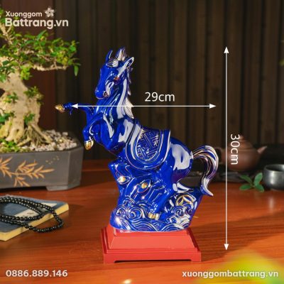 Kích thước Tượng Ngựa Phi Mây Men Xanh Vẽ Vàng Quà Tết 2026 XG-TG20