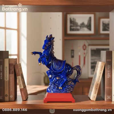 Tượng Ngựa Phi Mây men xanh gốm sứ Bát Tràng đặ...