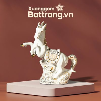 Tượng Ngựa Phong Thủy Quà Tết Bính Ngọ 2026 Vẽ Vàng Kim Men Trắng Cao Cấp - Ảnh đại diện