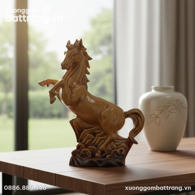 Hình ảnh cận cảnh tượng Ngựa Phong Thủy men hoà...