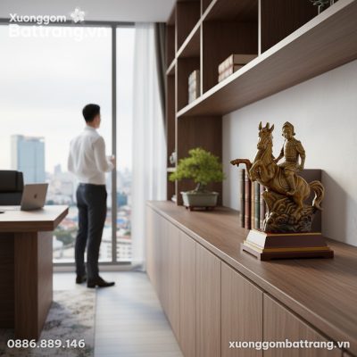 Tượng Thánh Gióng cao 30cm, men hoàng thổ, đặt ...