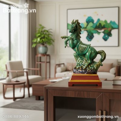 Một bức tượng Thanh Mã phong thủy gốm sứ Bát Tr...