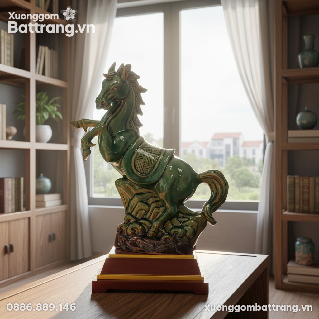 Tượng Thanh Mã phong thủy gốm sứ Bát Tràng cao ...