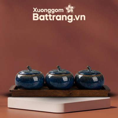 Bộ 3 Hũ Đựng Mứt Tết Men Hỏa Biến Dáng Bí Kèm Khay Gỗ XG-KM17 - Ảnh đại diện