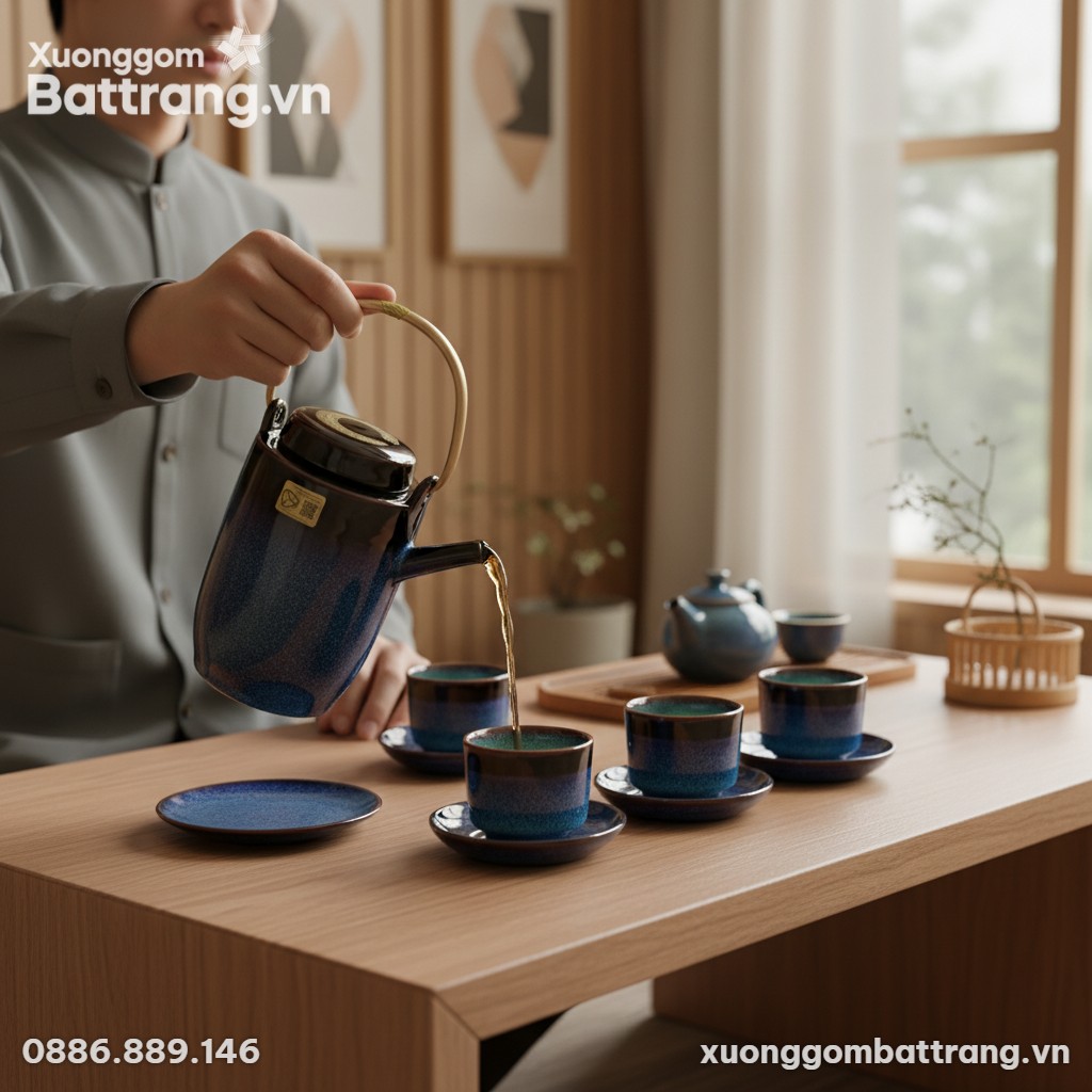 cận cảnh Một người yêu trà đạo thanh lịch đang ...