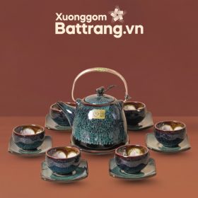 Bộ trà men hỏa biến xanh rêu quai đồng Bát Tràng XG-AC14 - Ảnh đại diện