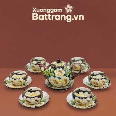 Bộ trà vẽ hoa vàng trong men nâu cao cấp Bát Tràng XG-AC15 - Ảnh đại diện