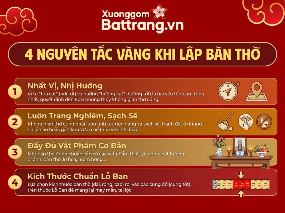 4 nguy&ecirc;n tắc khi lập b&agrave;n thờ