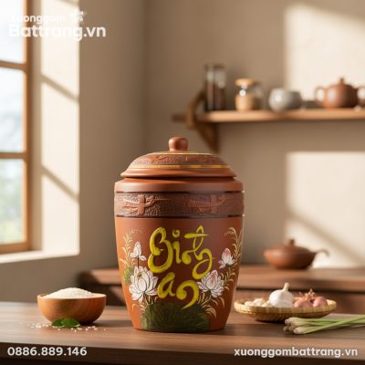 Cận cảnh họa tiết hoa sen và chữ thư pháp