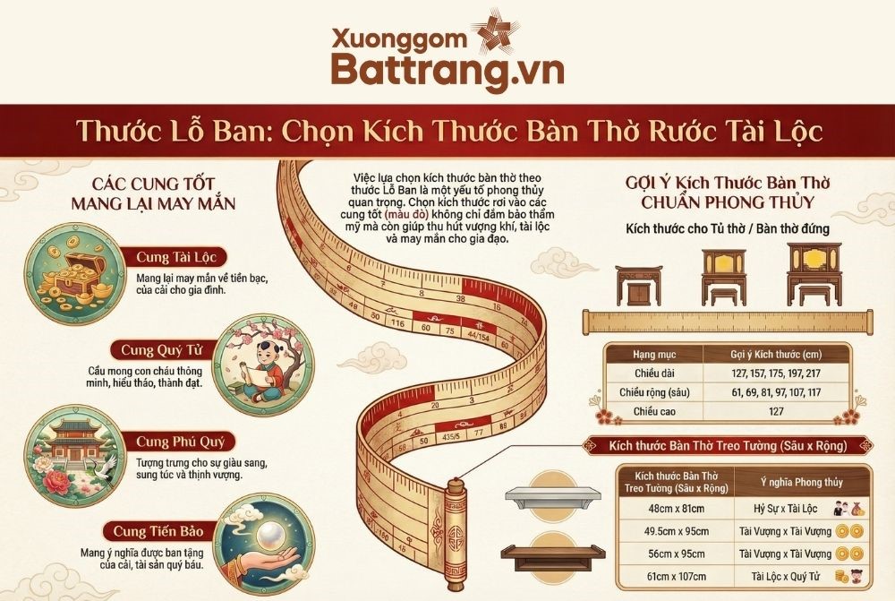 Chọn k&iacute;ch thước b&agrave;n thờ