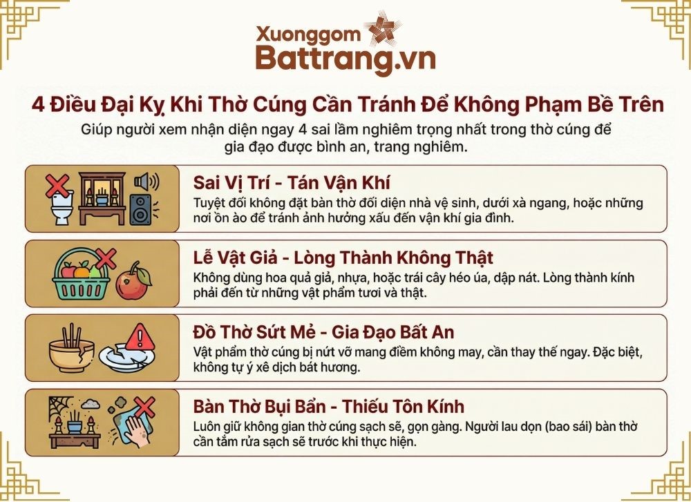 Những điều đại kỵ khi thờ c&uacute;ng b&agrave;n thờ gia ti&ecirc;n