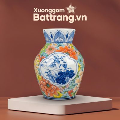 Lọ Hoa Dáng Giỏ Cá Vẽ Hoa Sắc Màu Bát Tràng XG-LH37 - Ảnh đại diện