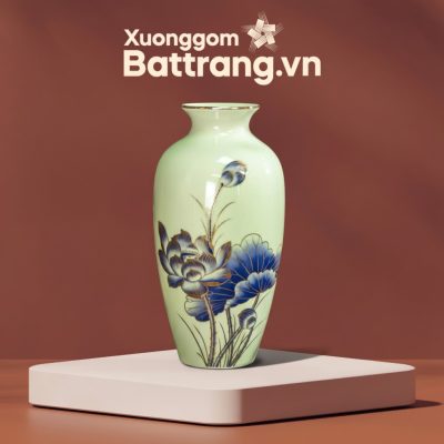 Lọ Hoa Sứ Trắng Họa Tiết Hoa Sen Vẽ Vàng Kim XG-LH27 - Ảnh đại diện