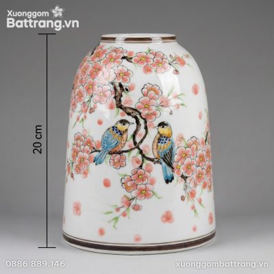 Kích thước Lọ Hoa Vẽ Tay Chim Én Hoa Đào Dáng Chuông Bát Tràng XG-LH33