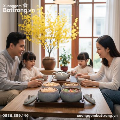 Một gia đình Việt Nam hiện đại quây quần bên bà...