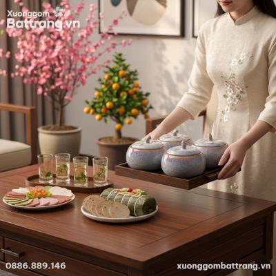 cận cảnh một người phụ nữ mặc áo dài cách tân t...