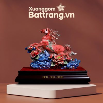 Tượng Hùng Vân Mã Men Đỏ Vẽ Vàng Quà Tết Bính Ngọ 2026 BT-TG32 - Ảnh đại diện