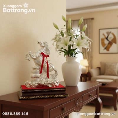 cận cảnh Tượng Ngựa Phi Nước Đại bọc bạc 36cm đ...