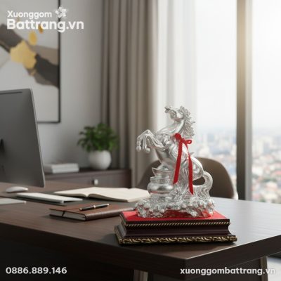 cận cảnh Tượng Ngựa Phi Nước Đại bọc bạc 36cm đ...
